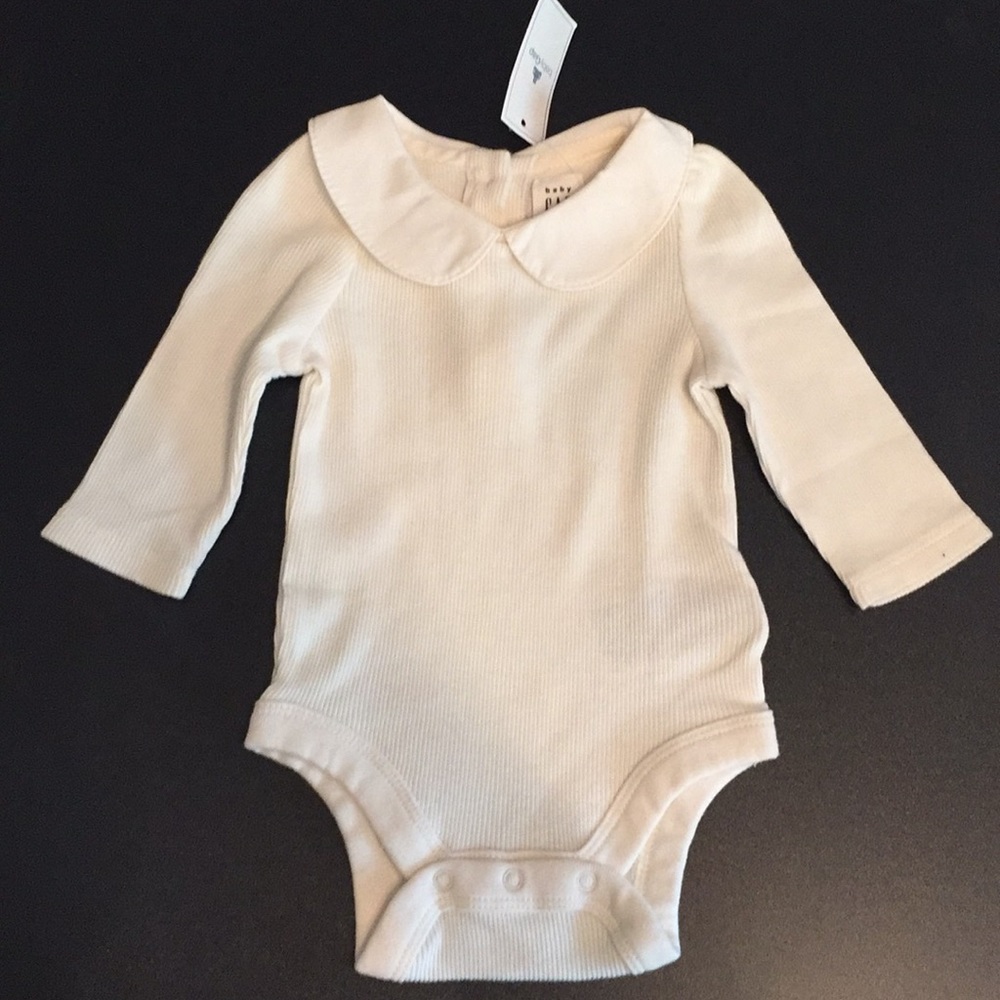 Baby Gap Cream Ribbed Onesie with Peter Pan Collar
